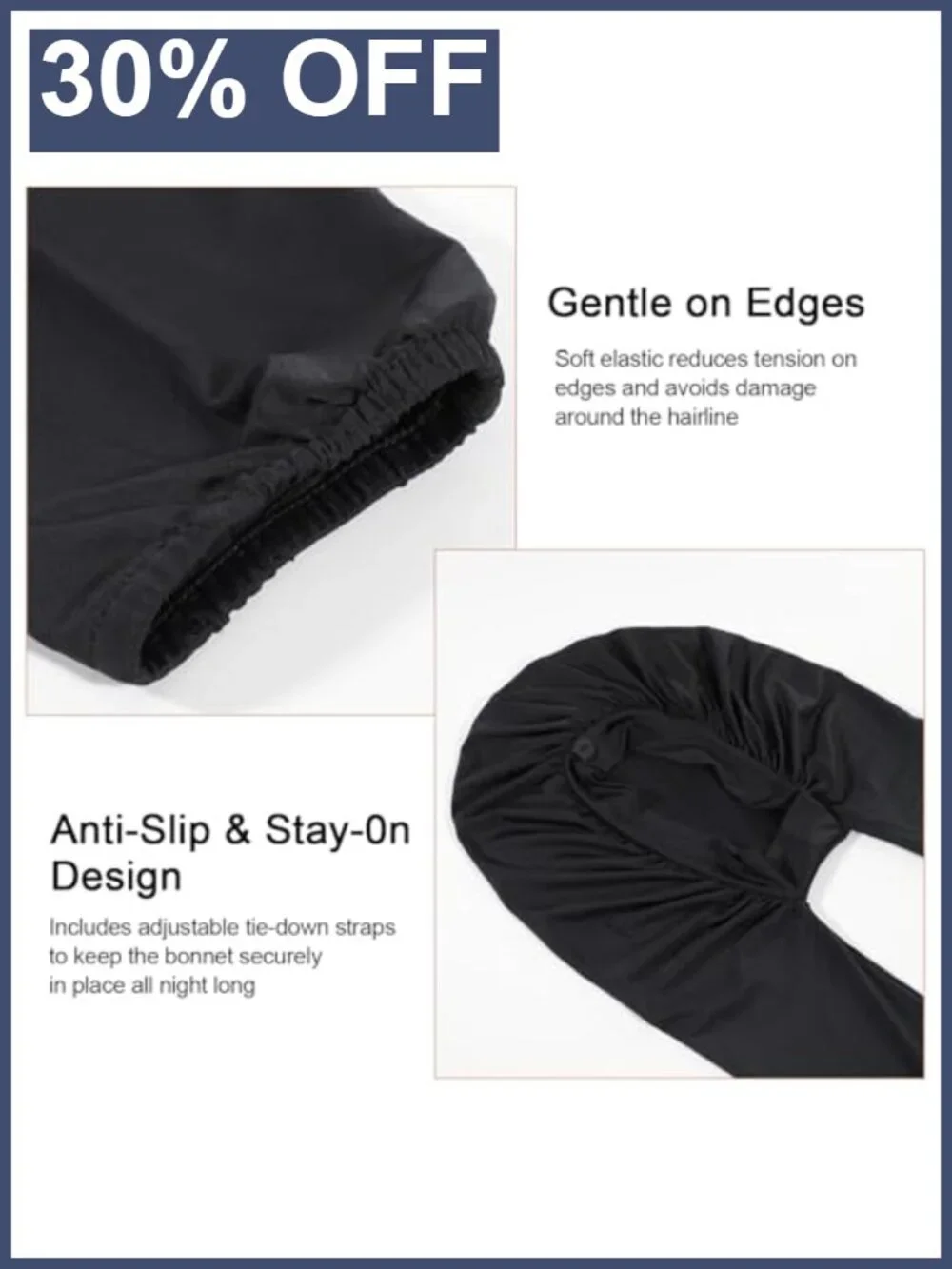 Long Braids Sleeping Bonnet for Women 2 in 1 UV Shield Polyester